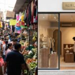 รับออกแบบเว็บไซต์ เปรียบเทียบ: ตลาดสดที่พลุกพล่าน vs ร้านบูติก Aurum ที่ทันสมัย