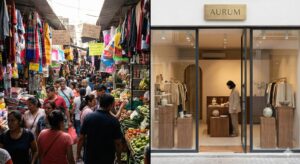 รับออกแบบเว็บไซต์ เปรียบเทียบ: ตลาดสดที่พลุกพล่าน vs ร้านบูติก Aurum ที่ทันสมัย