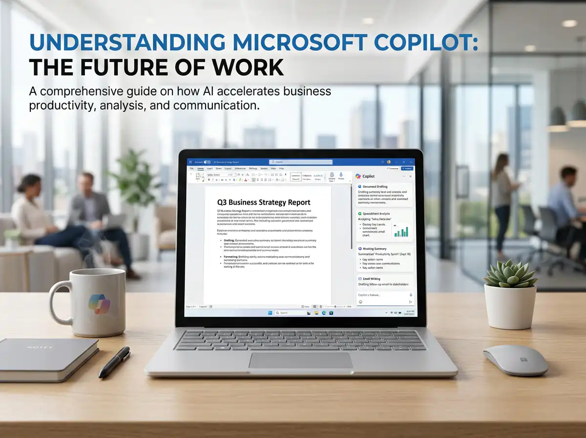 Microsoft Copilot บนแล็ปท็อป แสดงรายงานธุรกิจไตรมาส 3 พร้อมเครื่องมือ AI ช่วยเพิ่มประสิทธิภาพ