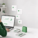เจ้าของร้านออนไลน์กำลังตรวจค่า GP LINE SHOPPING และกำไรจากช่องทางขาย