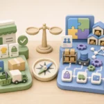ภาพการ์ตูน 3D เปรียบเทียบ Shopify และ Magento สำหรับเลือกระบบร้านค้าออนไลน์