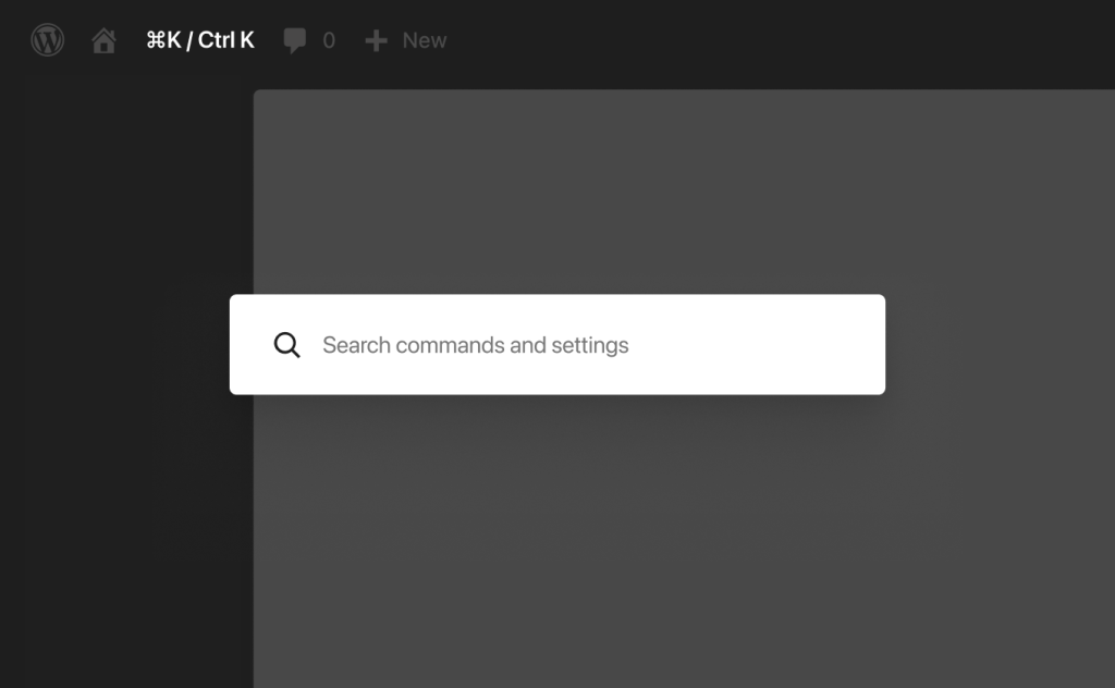 ภาพ Command Palette ใหม่ในหน้าผู้ดูแลระบบ WordPress 7.0
