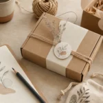 ตัวอย่าง Handmade Craft Design สำหรับแบรนด์เล็กด้วยแพ็กเกจกระดาษคราฟต์ ภาพวาดมือ และวัสดุธรรมชาติ