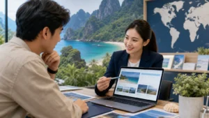 ที่ปรึกษาบริษัททัวร์แนะนำแพ็กเกจและระบบจองทัวร์ออนไลน์ให้ลูกค้าผ่านเว็บไซต์