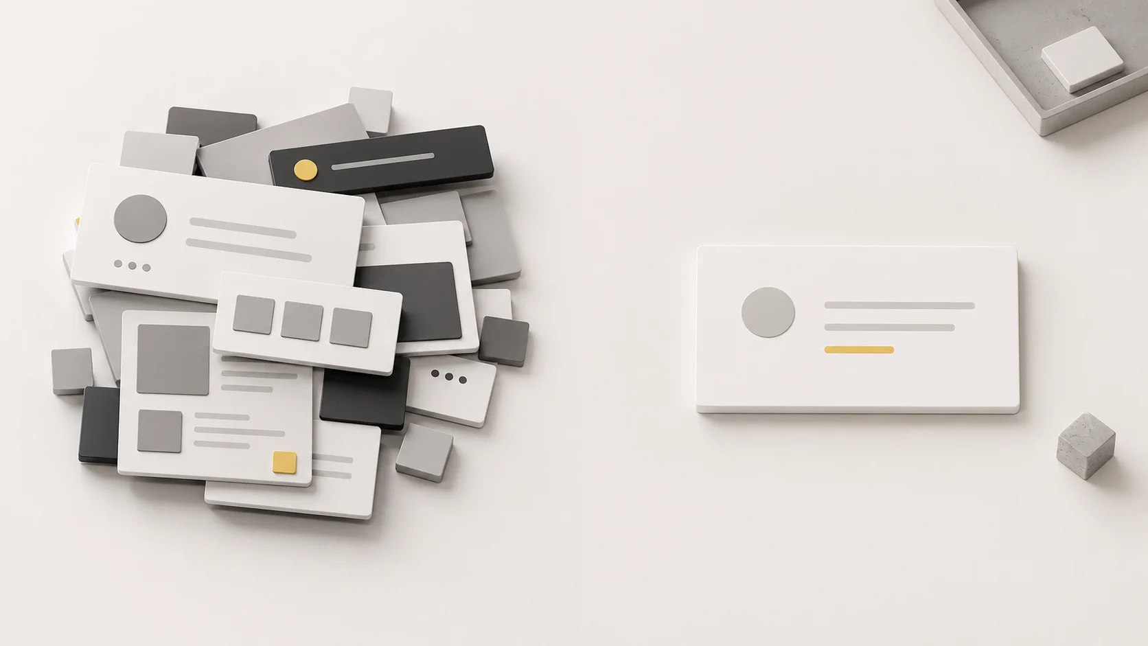 ภาพเปรียบเทียบงานดีไซน์ที่แน่นเกินไปกับงานที่ใช้ White Space เพื่อจัดลำดับสายตา