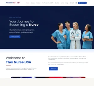 รับออกแบบเว็บไซต์ Thai Nurse USA คอร์สพยาบาลไทยสู่การทำงานในสหรัฐอเมริกา หน้าแรก